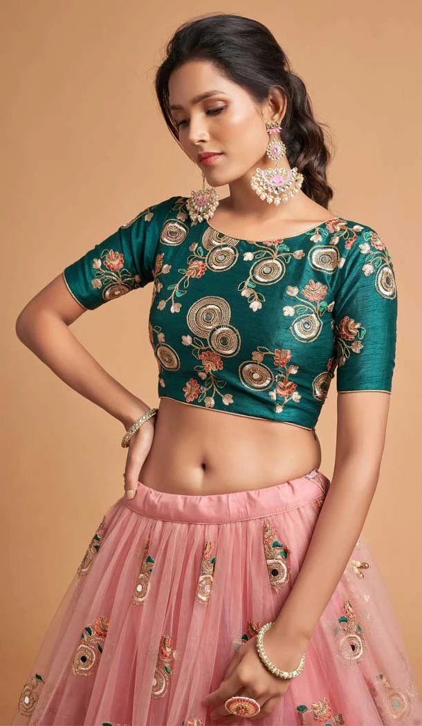 Multi Color Soft Net Fancy Festive Wear Plus Size Lehenga Choli - 3700149118