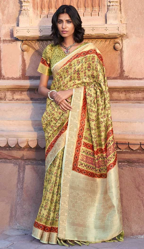 Green Color Linen Fancy Evening Party Wear Saree - 3712149206 Green Color Linen Fancy Evening Party Wear Saree - 3712149206