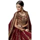 Exotic Maroon Color Raw Silk Digital Designer Party Wear Lehenga Choli -3767149540