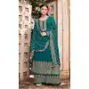 Teal Blue Color Faux Georgette Function Wear Heavy Plus Size Palazzo Suit -3779149638