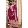 Rani Pink Color Faux Georgette Function Wear Heavy Plus Size Palazzo Suit -3779149640
