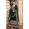 Green Color Faux Georgette Function Wear Heavy Plus Size Palazzo Suit -3779149641