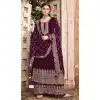 Purple Color Faux Georgette Function Wear Heavy Plus Size Palazzo Suit -3779149642