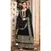 Black Color Faux Georgette Function Wear Heavy Plus Size Palazzo Suit -3779149643