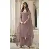 African Violet Color Butterfly Net Evening Party Plus Size Palazzo Suit -3780149644