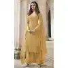 Mustard Color Butterfly Net Evening Party Plus Size Palazzo Suit -3780149646