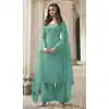 Tiffany Blue Color Butterfly Net Evening Party Plus Size Palazzo Suit -3780149648