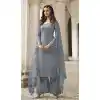 Aesthetic Grey Color Butterfly Net Evening Party Plus Size Palazzo Suit -3780149649