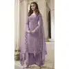 Lavender Coral Color Butterfly Net Evening Party Plus Size Palazzo Suit -3780149651