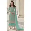 Powder Blue Color Butterfly Net Evening Party Women Palazzo Suit -3781149660