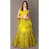 Lemon Yellow Color Banglory Silk Designer Party Wear Women Lehenga Choli -3784149665