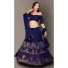 Navy Blue Color Banglory Silk Designer Party Wear Women Lehenga Choli -3784149668