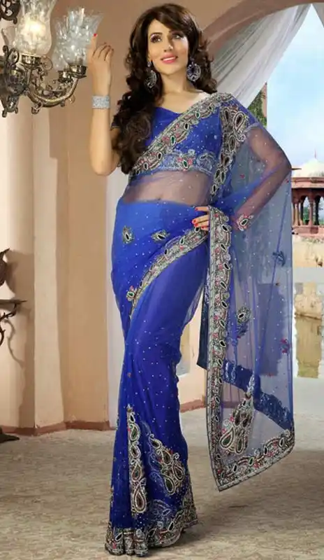 Vivacious Blue Bridel  Saree