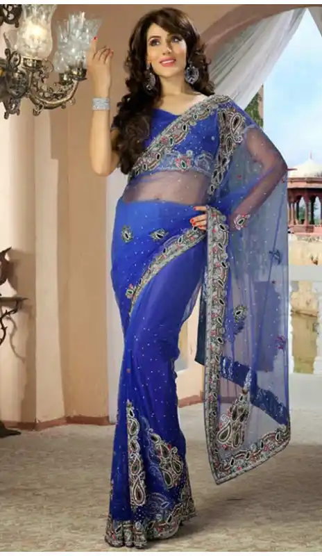 Vivacious Blue Bridel  Saree