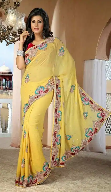 Gleaming Yellow Bridel  Saree
