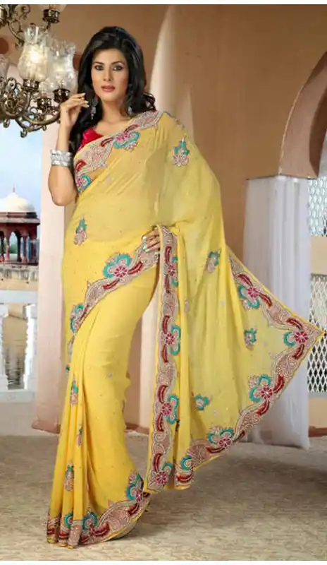 Gleaming Yellow Bridel  Saree