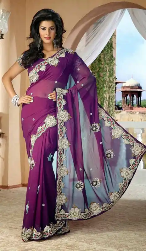 Splendorous Violet Bridel  Saree