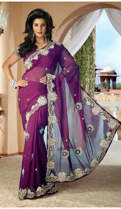 Splendorous Violet Bridel  Saree