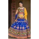 Navratri Festive Special Blue Color Cotton Plus Size Women Lehenga Choli -111976258