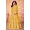 Yellow Color Diamond Net Designer Long Anarkali Style Salwar Kameez -3833150030