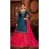 Teal Blue Color Modal Satin Embroidery Party Wear Lehenga Suit -3746149412