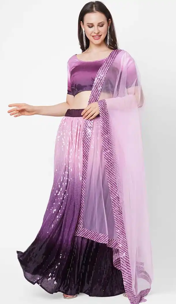 Purple Color Georgette Tradtional Party Wear Plus Size Lehenga Choli -3853150194