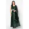 Green Color Velvet Tradtional Party Wear Plus Size Lehenga Choli -3855150197