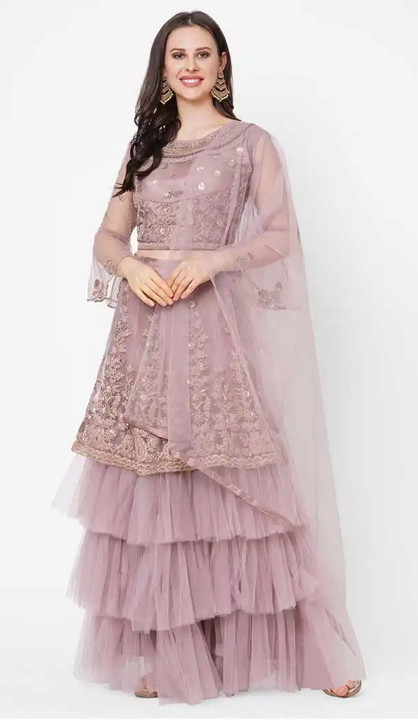 Pink Color Nylon Net Party Function Wear Women Lehenga Choli -3859150206