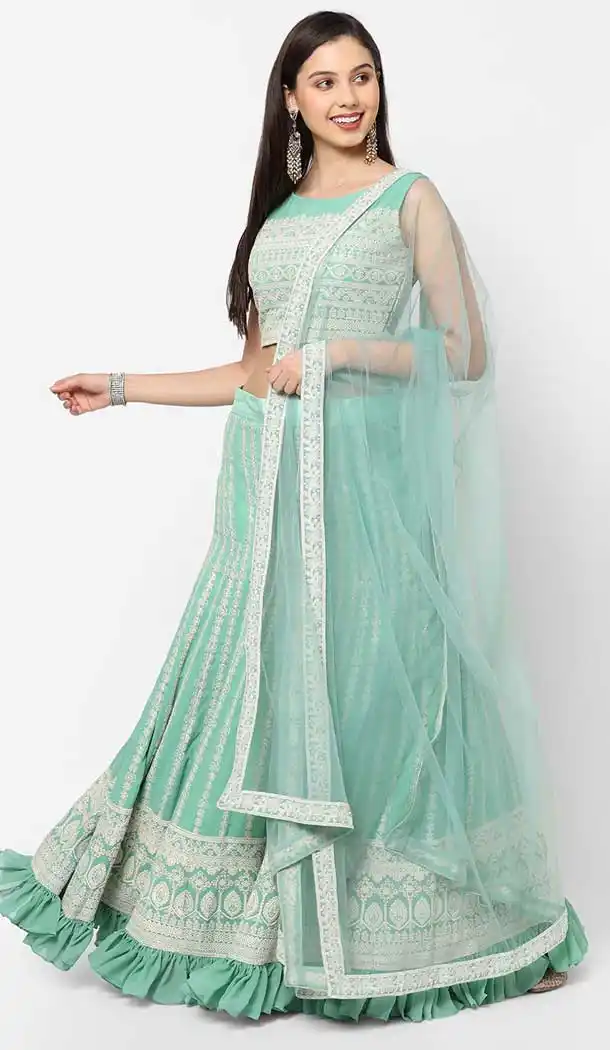 Sky Blue Color Georgette Party Function Wear Women Lehenga Choli -3860150208