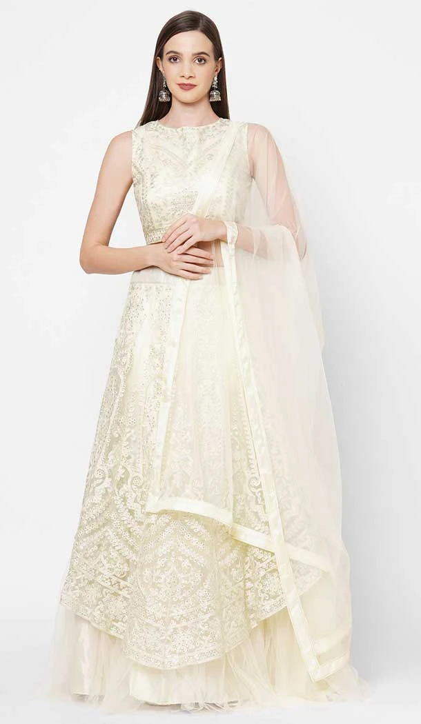 Beige Color Net Function Wear Heavy Designer Plus Size Lehenga Choli -3862150216