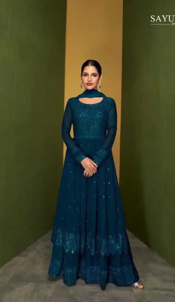 Divine Blue Color Real Georgette Designer Party Wear Palazzo Salwar Suit -3889150333