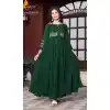 Ethnic Green Color Semi Georgette Anarkali Style Readymade Kurtis Gown -3917150492