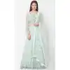 Turquoise Blue Color Net Diwali Festive Function Wear Women Lehenga Choli -3871150248