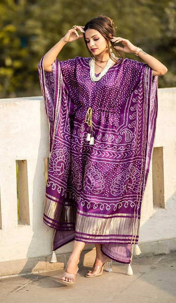 Wine Color Pure Gaji Silk Designer Party Wear Readymade Kaftan Kurti -3913150476