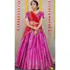 Chic Pink Color Pure Silk Traditional Wear Diwali Special Lehenga Choli -3999151003