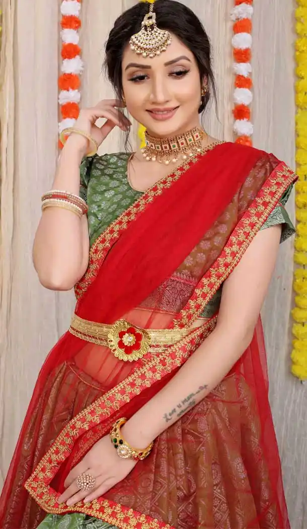 Alluring Green Color Pure Silk Traditional Wear Diwali Special Lehenga Choli -3999151005