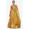 Jacquard Zari Woven Work Party Wear Women Lehenga in Yellow -4380154089