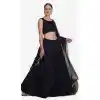 Taffeta Silk Foil Print Work Party Wear Women Lehenga Choli in Navy Blue -4380154090