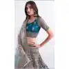 Teal Blue Color Net Sequence Embroidery Work Bridal Wedding Lehenga Choli -4403154256