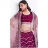 Magent Color Silk Georgette Sequence Embroidery Work Bridal Wedding Lehenga Choli -4403154258