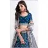 Pretty Blue Color Silk Georgette Sequence Embroidery Work Bridal Wedding Lehenga Choli -4403154259