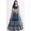Pretty Blue Color Silk Georgette Sequence Embroidery Work Bridal Wedding Lehenga Choli -4403154259