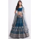 Pretty Blue Color Silk Georgette Sequence Embroidery Work Bridal Wedding Lehenga Choli -4403154259