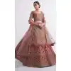 Peach Color Silk Sequence Embroidery Work Bridal Wedding Lehenga Choli -4403154260
