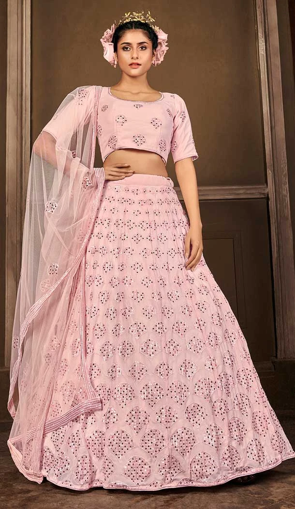 Majesty Pink Color Georgette Embroidery Designer Women Lehenga Choli -4420154422