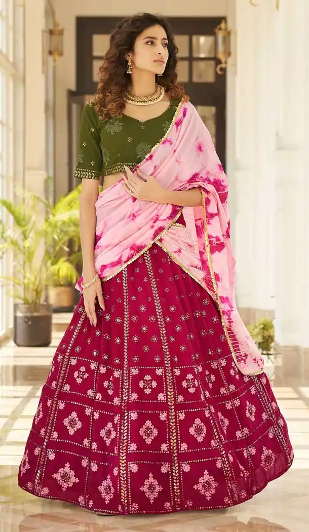 open lace back dress Rent Gold Embroidered Dark Pink Gown Online in US