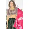 Thread Embroidery Work Georgette Women Lehenga Choli in Green -4422154433
