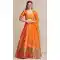 Chic Orange Jacquard Silk Gold Woven Work Traditional Wear Lehenga Choli -4426154469