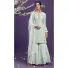 Firozi Blue Color Georgette Embroidery Work Designer Women Sharara Suit -4432154515