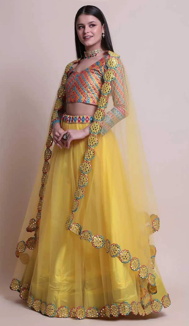 Multi Color Net Fancy Evening Wear Lehenga Choli - 4449154605
